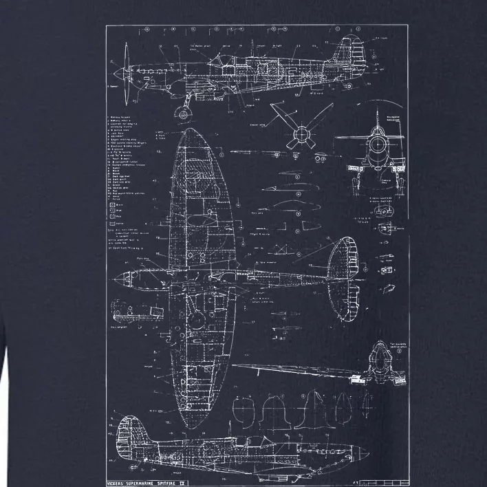 Spitfire Ix Wwii Blueprint Series Fighter Airplane Toddler Sweatshirt