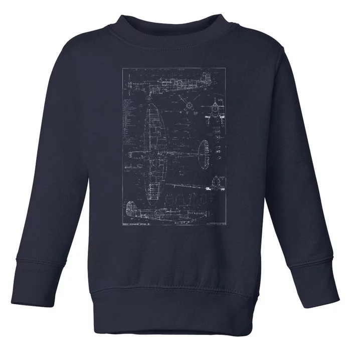 Spitfire Ix Wwii Blueprint Series Fighter Airplane Toddler Sweatshirt