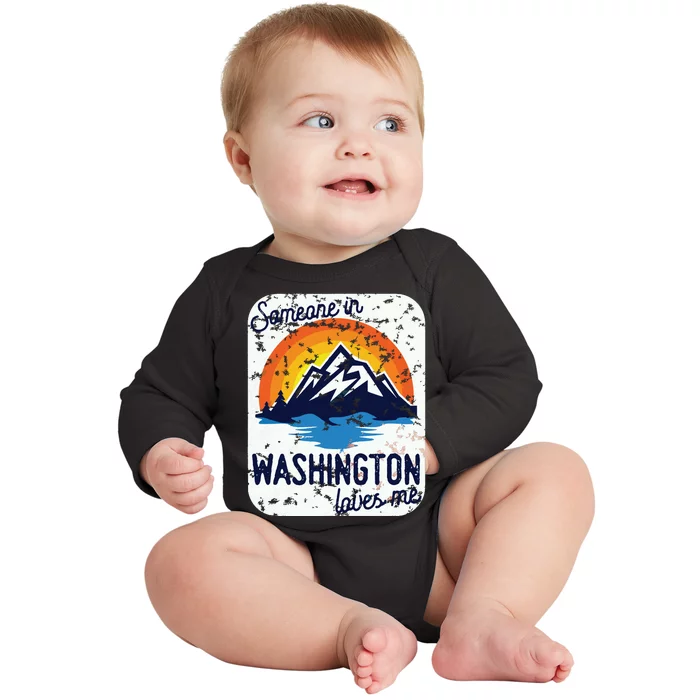 Someone In Washington Loves Me Baby Long Sleeve Bodysuit