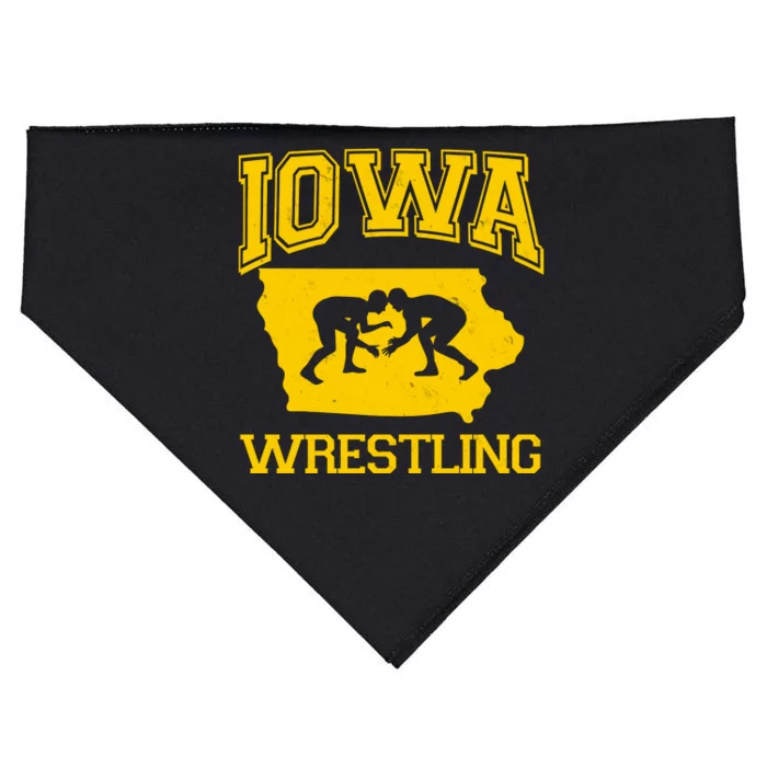 Silhouette Iowa Wrestling Team Wrestler USA-Made Doggie Bandana