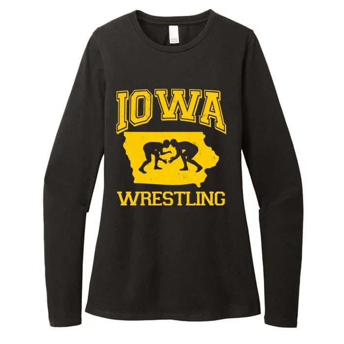 Silhouette Iowa Wrestling Team Wrestler Womens CVC Long Sleeve Shirt