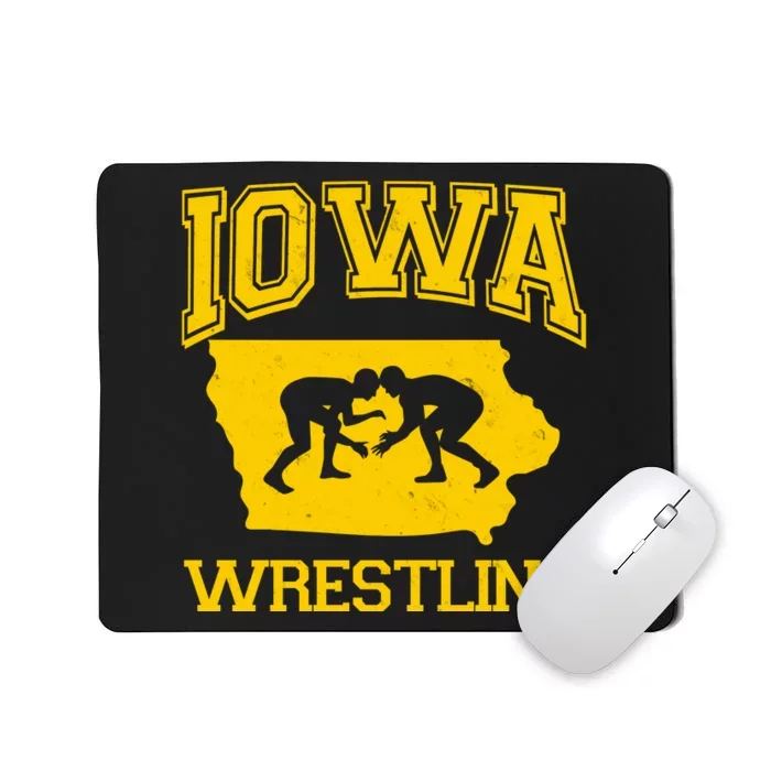 Silhouette Iowa Wrestling Team Wrestler Mousepad