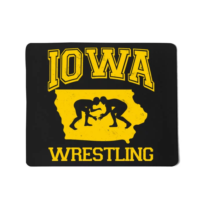 Silhouette Iowa Wrestling Team Wrestler Mousepad