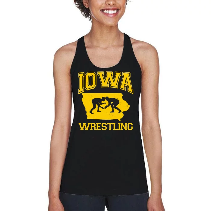 Silhouette Iowa Wrestling Team Wrestler Women's Racerback Tank