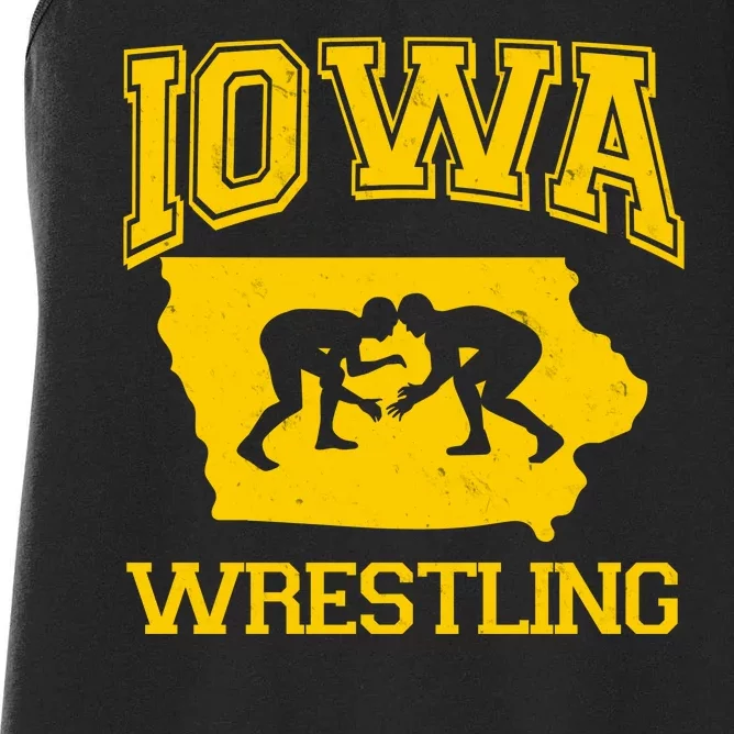 Silhouette Iowa Wrestling Team Wrestler Women's Racerback Tank