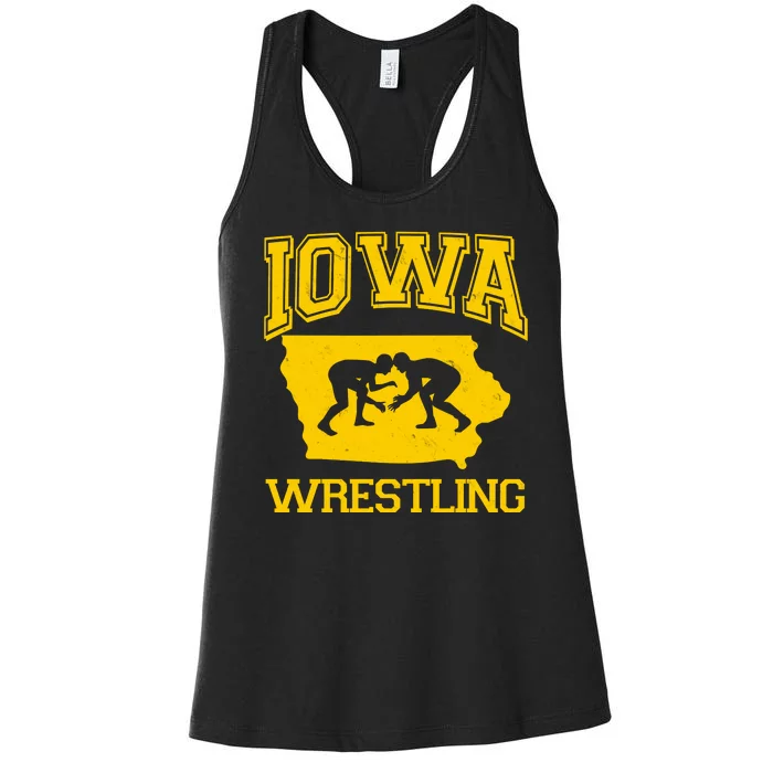 Silhouette Iowa Wrestling Team Wrestler Women's Racerback Tank