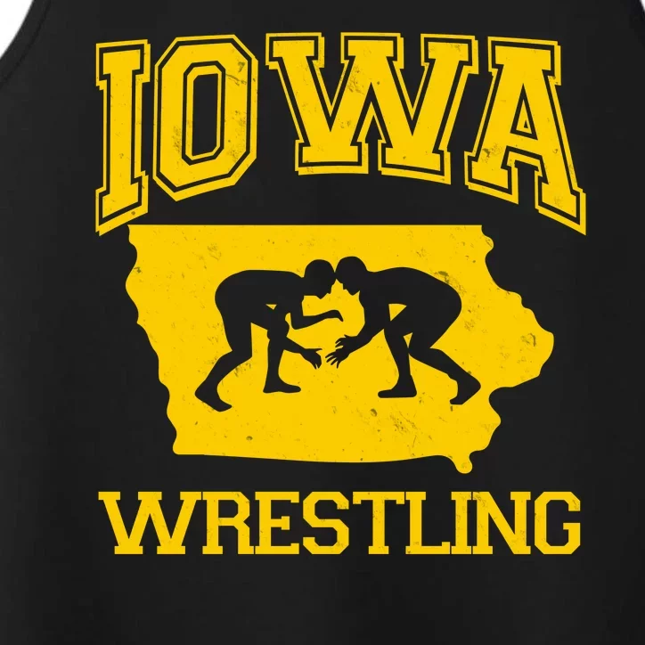 Silhouette Iowa Wrestling Team Wrestler Performance Tank