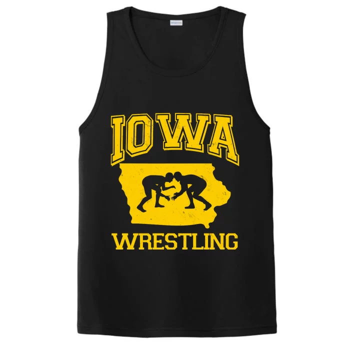 Silhouette Iowa Wrestling Team Wrestler Performance Tank