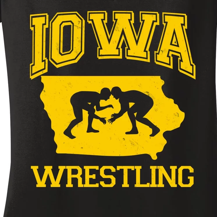 Silhouette Iowa Wrestling Team Wrestler Women's V-Neck T-Shirt