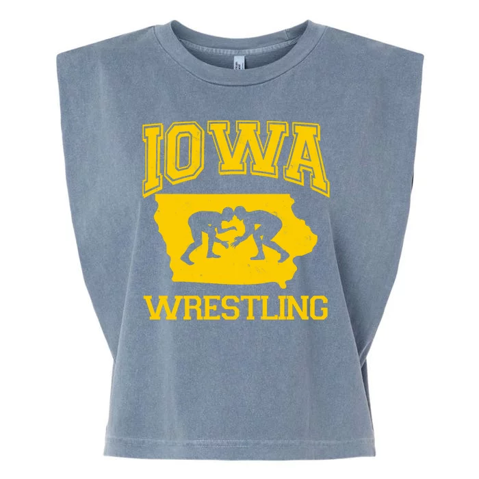 Silhouette Iowa Wrestling Team Wrestler Garment-Dyed Women's Muscle Tee