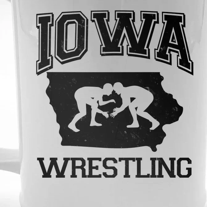 Silhouette Iowa Wrestling Team Wrestler Front & Back Beer Stein