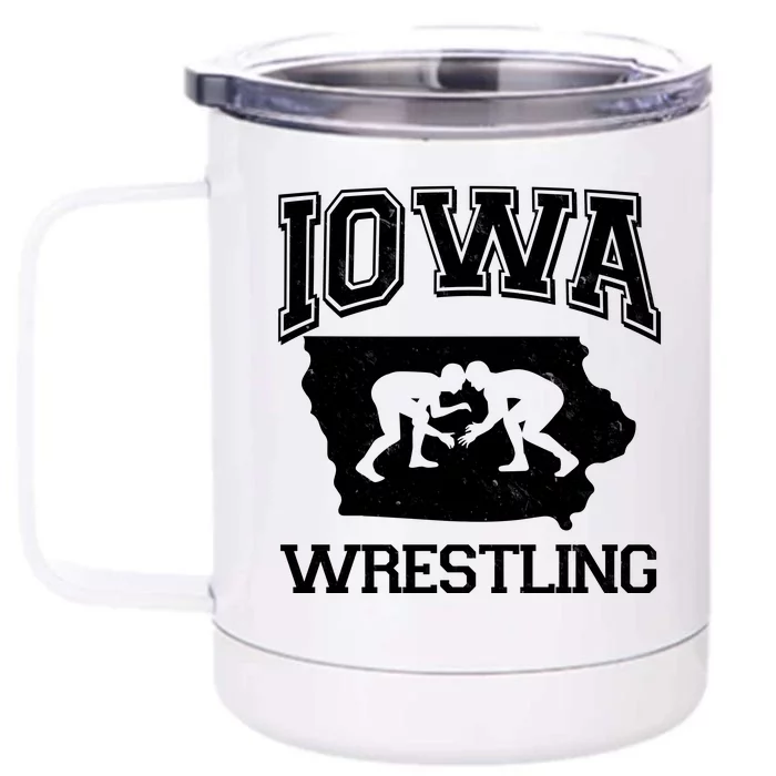 Silhouette Iowa Wrestling Team Wrestler Front & Back 12oz Stainless Steel Tumbler Cup