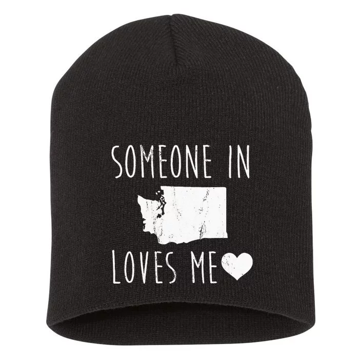 Someone In Washington Wa States Loves Me Heart Souvenir Short Acrylic Beanie