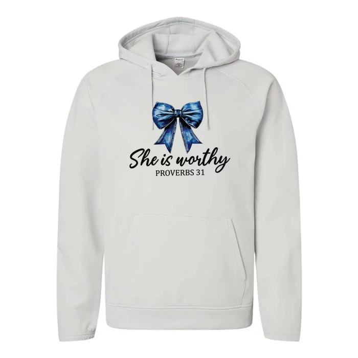 She Is Worthy Bow Performance Fleece Hoodie