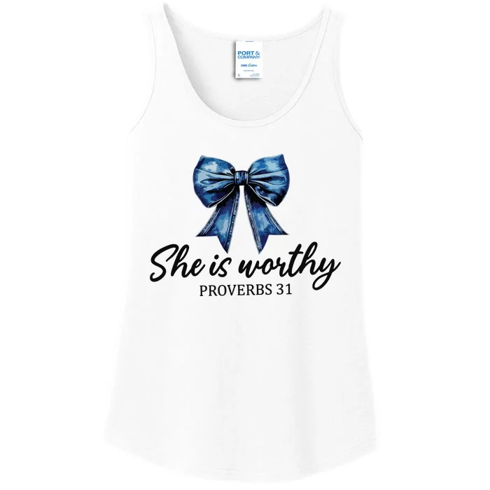 She Is Worthy Bow Ladies Essential Tank