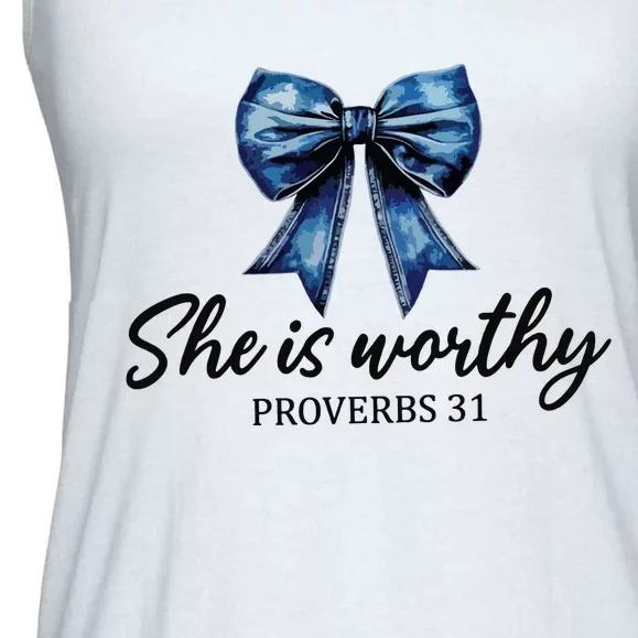 She Is Worthy Bow Ladies Essential Flowy Tank