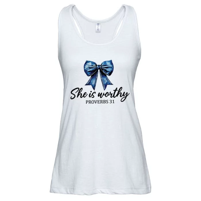 She Is Worthy Bow Ladies Essential Flowy Tank