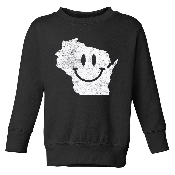 Smiling In Wi – Funny Wisconsin Happy Face Toddler Sweatshirt