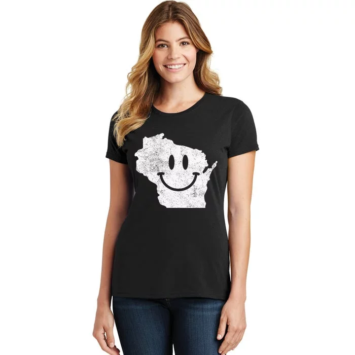 Smiling In Wi – Funny Wisconsin Happy Face Women's T-Shirt