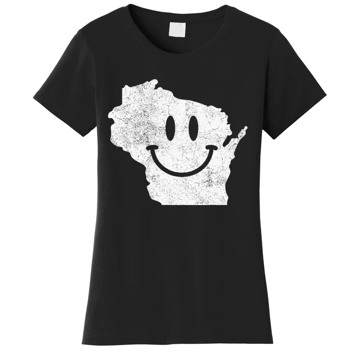 Smiling In Wi – Funny Wisconsin Happy Face Women's T-Shirt