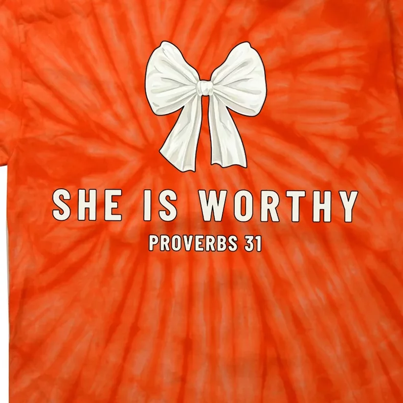 She Is Worthy Bow Tie-Dye T-Shirt