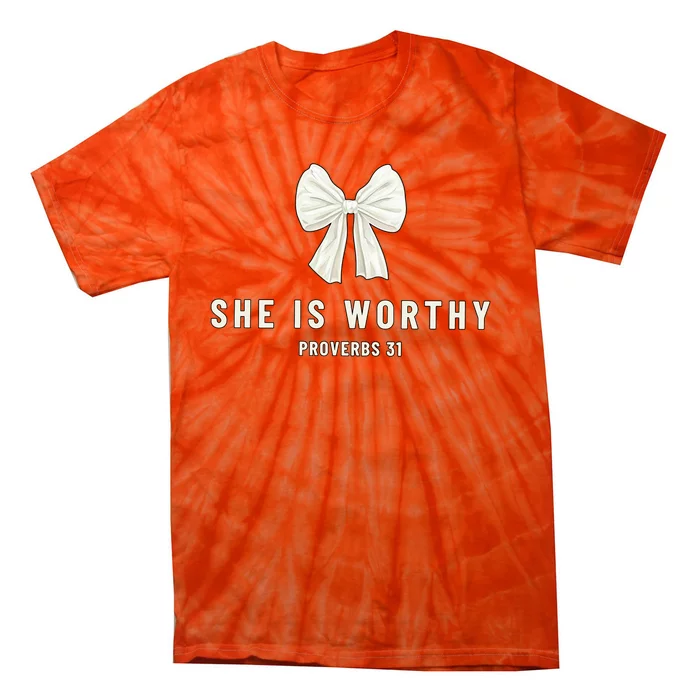 She Is Worthy Bow Tie-Dye T-Shirt