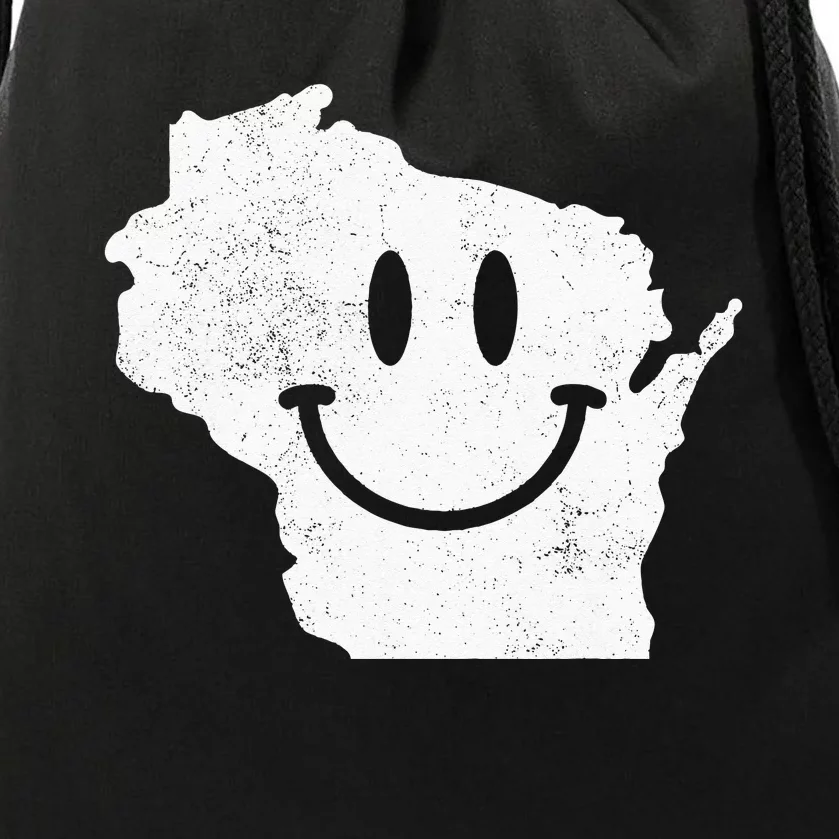 Smiling In WI – Funny Wisconsin Happy Face Drawstring Bag