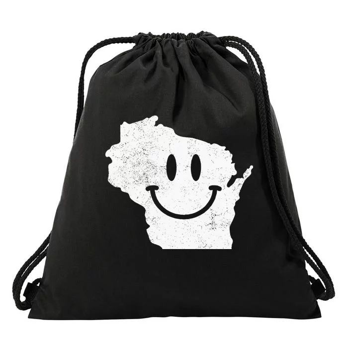 Smiling In WI – Funny Wisconsin Happy Face Drawstring Bag