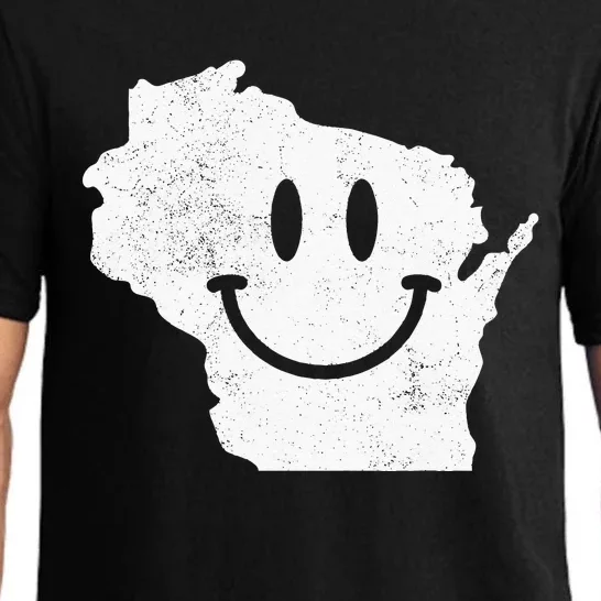 Smiling In WI – Funny Wisconsin Happy Face Pajama Set