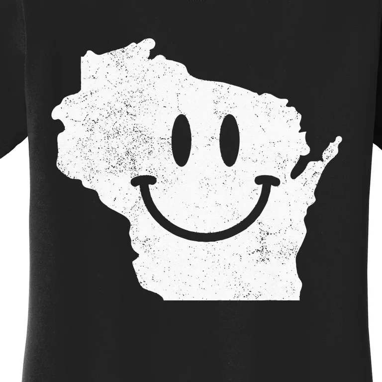 Smiling In WI – Funny Wisconsin Happy Face Women's T-Shirt