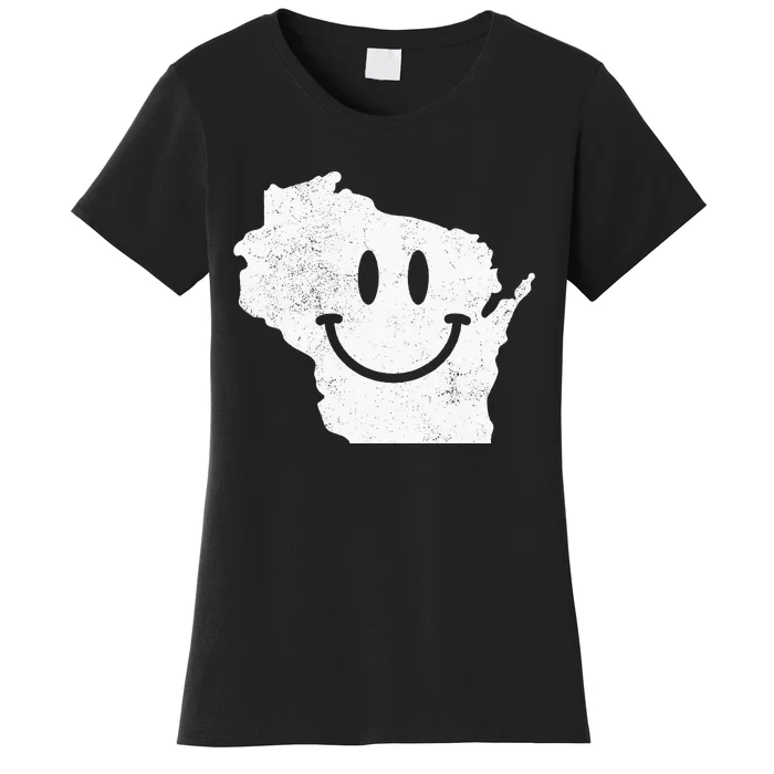 Smiling In WI – Funny Wisconsin Happy Face Women's T-Shirt