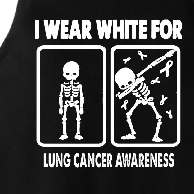 Skeleton I Wear White For Lung Cancer Awareness Funny Gift Ladies Tri-Blend Wicking Tank