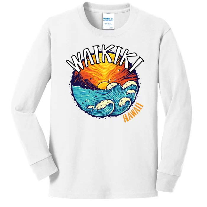 Summer In Waikiki Hawaii Kids Long Sleeve Shirt