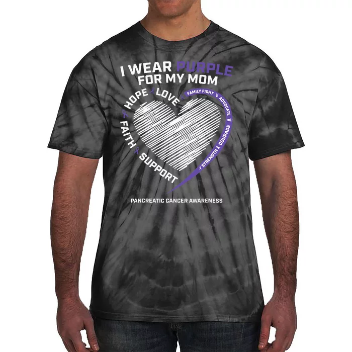 Support I Wear Purple For My Mom Pancreatic Cancer Awareness Tie-Dye T-Shirt