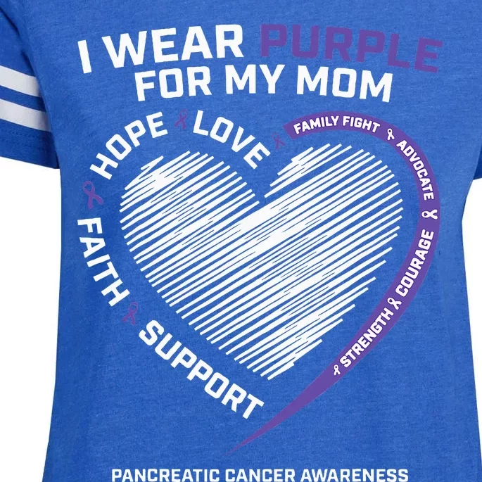 Support I Wear Purple For My Mom Pancreatic Cancer Awareness Enza Ladies Jersey Football T-Shirt