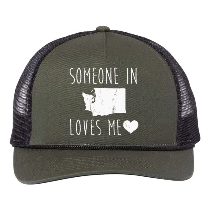 Someone In Washington WA States Loves Me Heart Souvenir Retro Rope Trucker Hat Cap