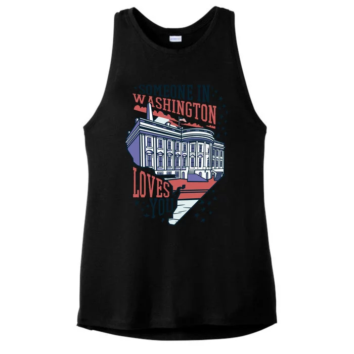 Someone In Washington Loves You Gift Ladies Tri-Blend Wicking Tank