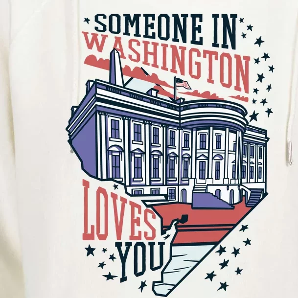 Someone In Washington Loves You Gift Womens Funnel Neck Pullover Hood