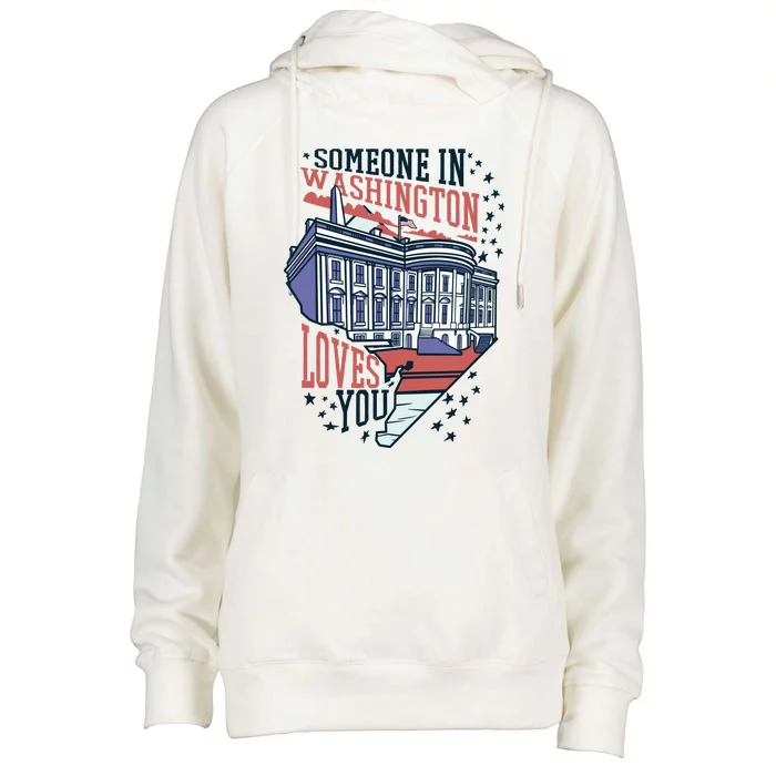 Someone In Washington Loves You Gift Womens Funnel Neck Pullover Hood