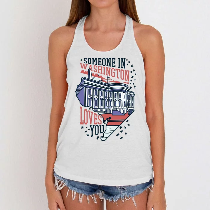 Someone In Washington Loves You Gift Women's Knotted Racerback Tank