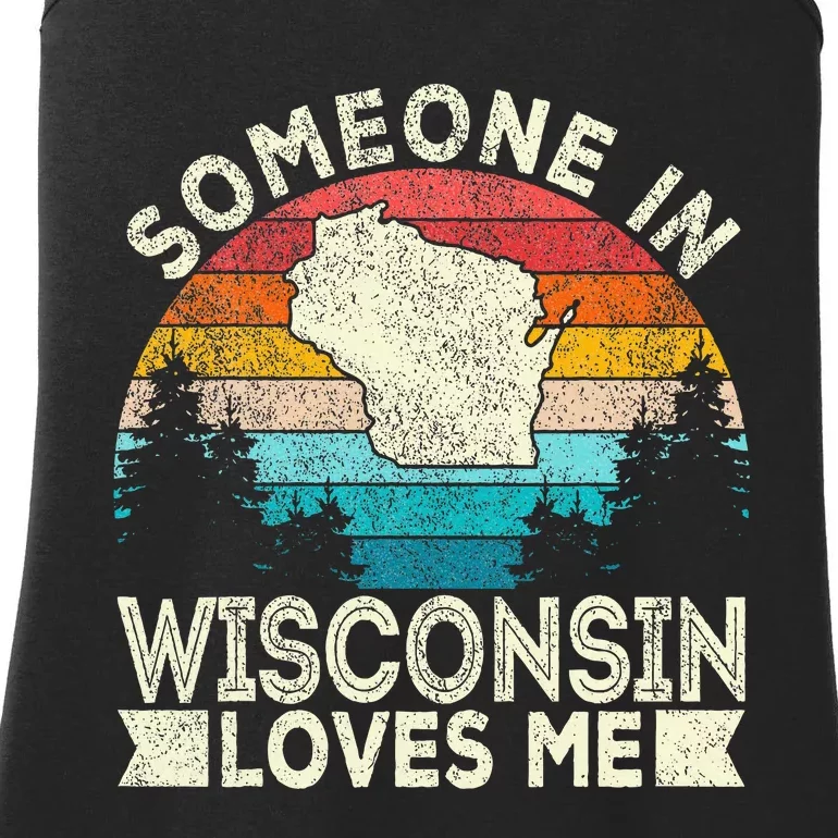 Someone In Wisconsin Loves Me Retro Wisconsin Ladies Essential Tank