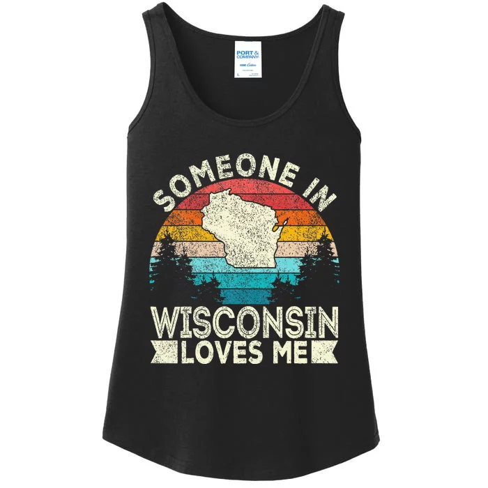 Someone In Wisconsin Loves Me Retro Wisconsin Ladies Essential Tank