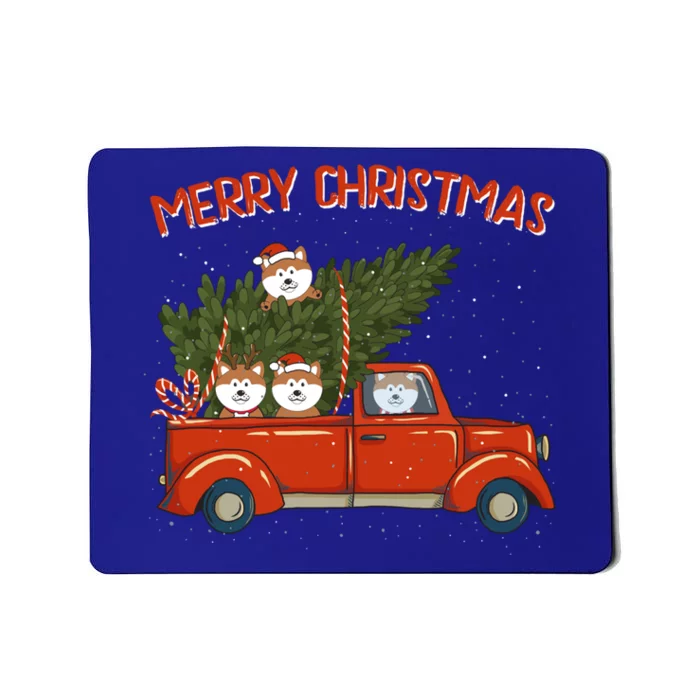 Shiba Inu Xmas Vintage Red Pickup Retro Truck Funny Gift Mousepad