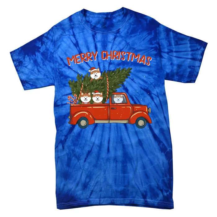 Shiba Inu Xmas Vintage Red Pickup Retro Truck Funny Gift Tie-Dye T-Shirt