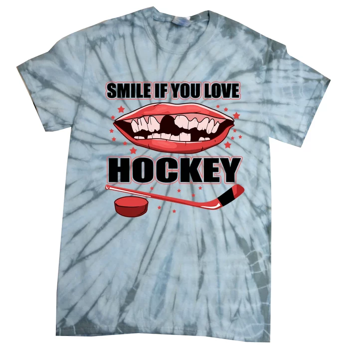 Smile If You Love Hockey Funny Hockey Player Gift Tie-Dye T-Shirt