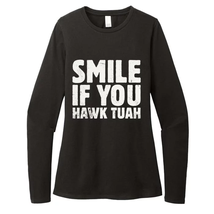 Smile If You Hawk Tuah 2024 Spit On That Thing Funny Meme Womens CVC Long Sleeve Shirt