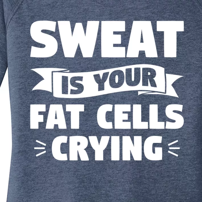 Sweat Is Your Fat Cells Crying Triathlon Triathlete Gift Women's Perfect Tri Tunic Long Sleeve Shirt