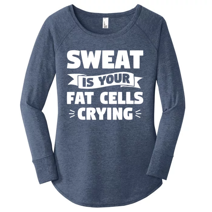 Sweat Is Your Fat Cells Crying Triathlon Triathlete Gift Women's Perfect Tri Tunic Long Sleeve Shirt