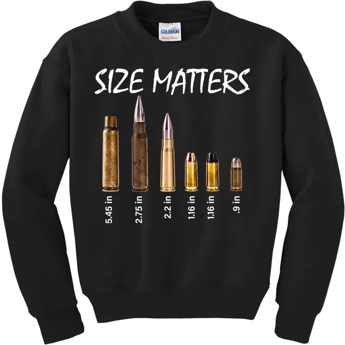 Size Matters Guns And Bullets Kids Sweatshirt