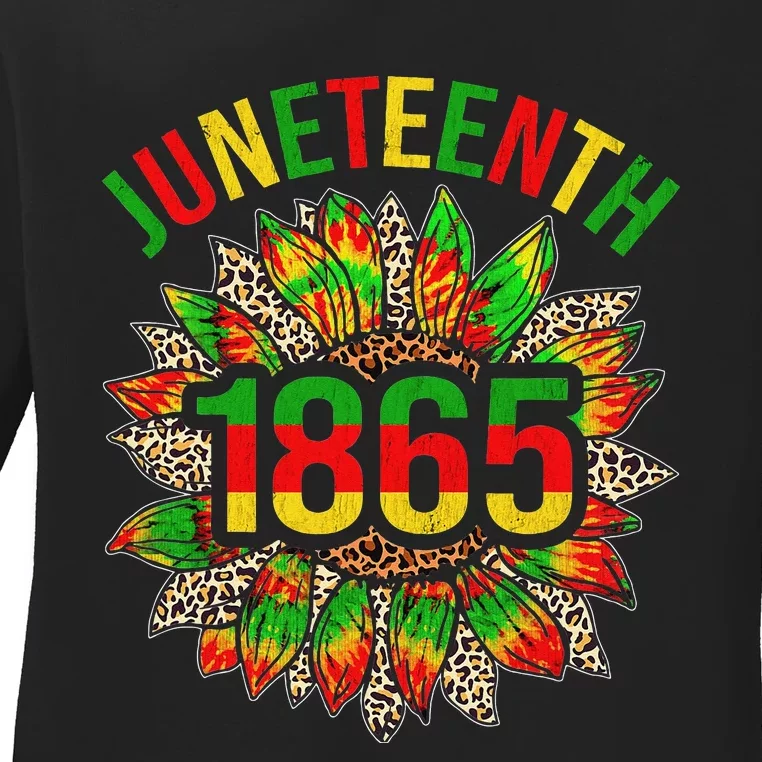 Sunflower Juneteenth 1865 Celebrates Black African American Ladies Long Sleeve Shirt